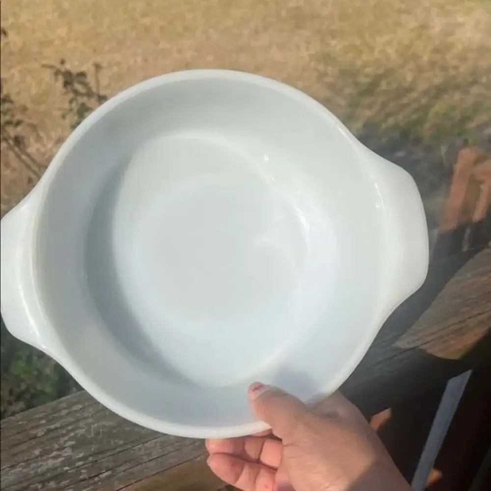 Anchor hocking Fire King USA Meadow green flowers 437 baking dish 1.5